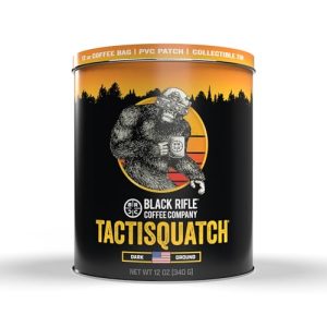Black Rifle Coffee Company Tactisquatch Gift Bundle, Dark Roast 12 OZ Bag Ground Coffee, Collectible Tin and PVC Patch