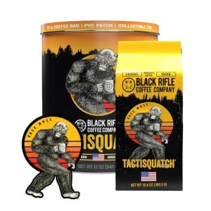 Black Rifle Coffee Company Tactisquatch Gift Bundle, Dark Roast 12 OZ Bag Ground Coffee, Collectible Tin and PVC Patch - Image 2