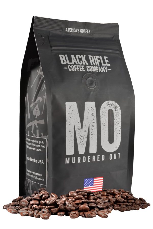 Black Rifle Coffee Company Murdered Out (Extra Dark Roast) Whole Bean Coffee, 12 Ounce Bag of Coffee Beans, Extra Dark Roast Coffee Beans, Extra Dark Roast With Bold Aroma and Smoky Flavors